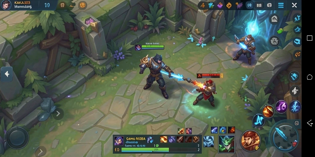 Screenshot KAKA303 menunjukkan aksi pertempuran hero yang mendebarkan dalam permainan MOBA.