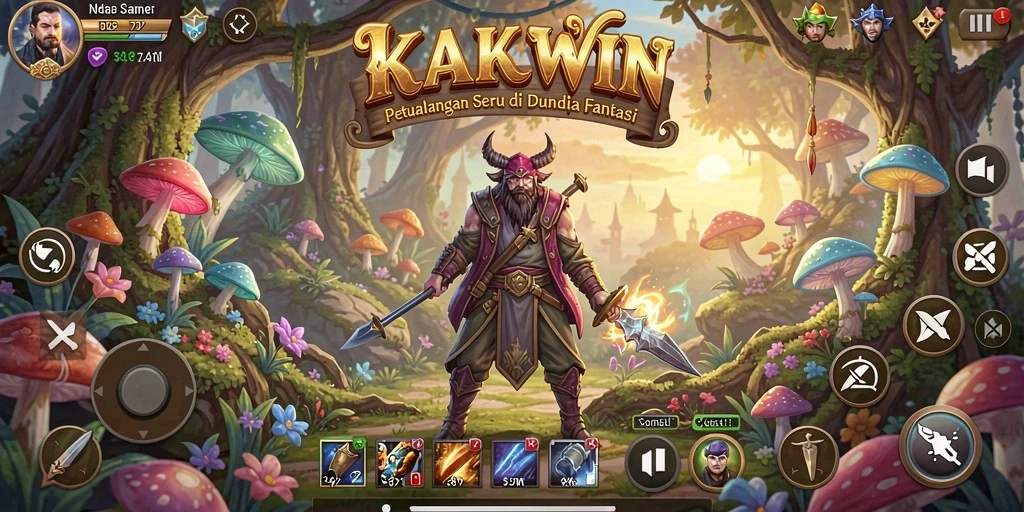 Tampilan gameplay seru KAKWIN di dunia petualangan fantasi.