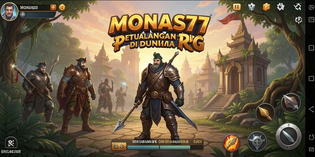 Tampilan gameplay MONAS77 yang penuh aksi dan petualangan.