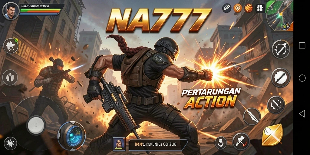 Screenshot menunjukkan aksi mendebarkan dalam gameplay NA777.