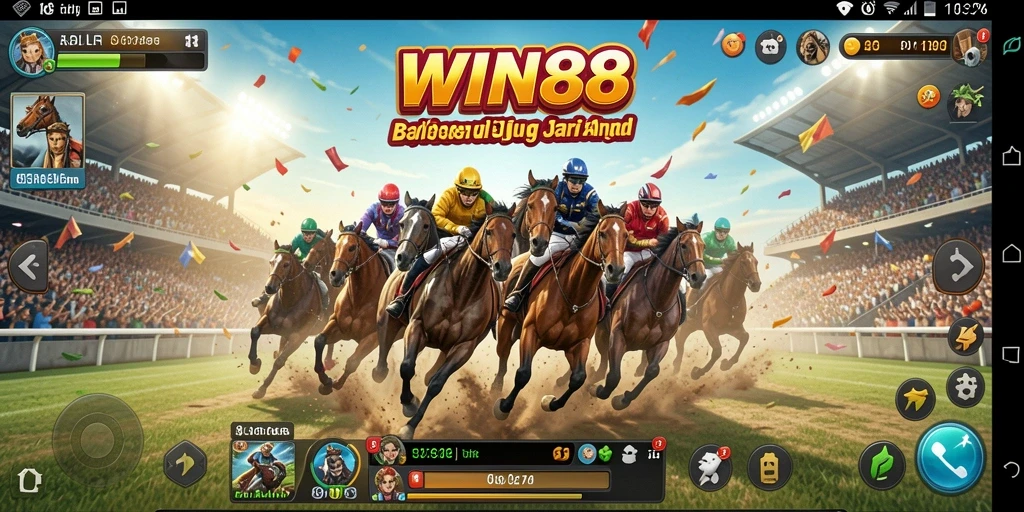 Gameplay balapan seru di WIN88 dengan mobil dan trek menantang.