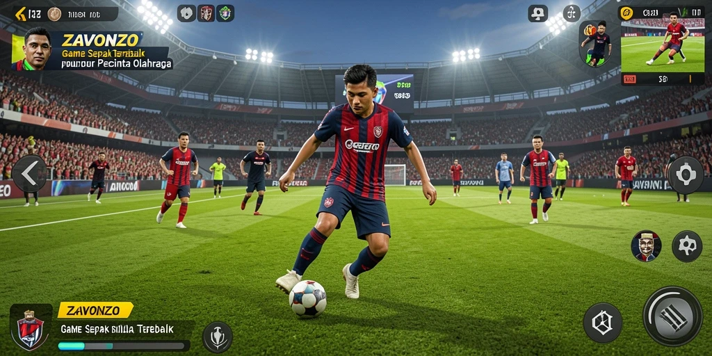 Gameplay ZAVONZO yang intens dan seru di lapangan sepak bola.